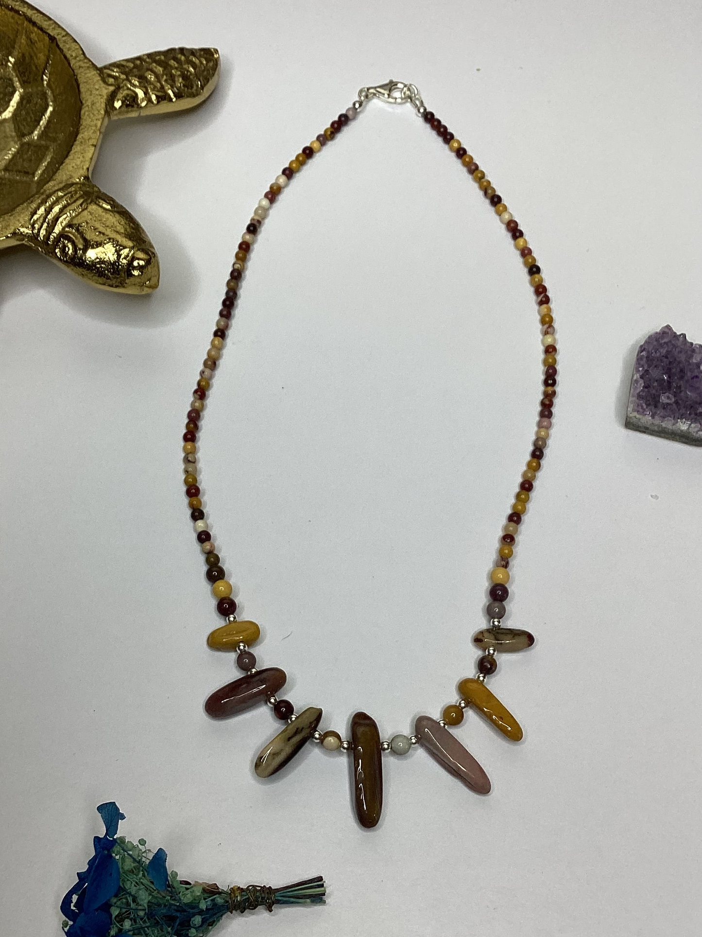 Mookaite Chip Sterling Silver  Necklace
