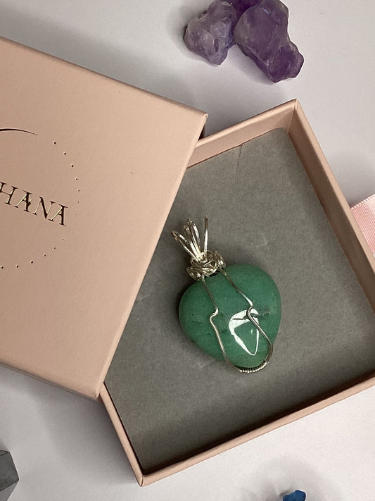Green Aventurine Wrapped Heart Stone