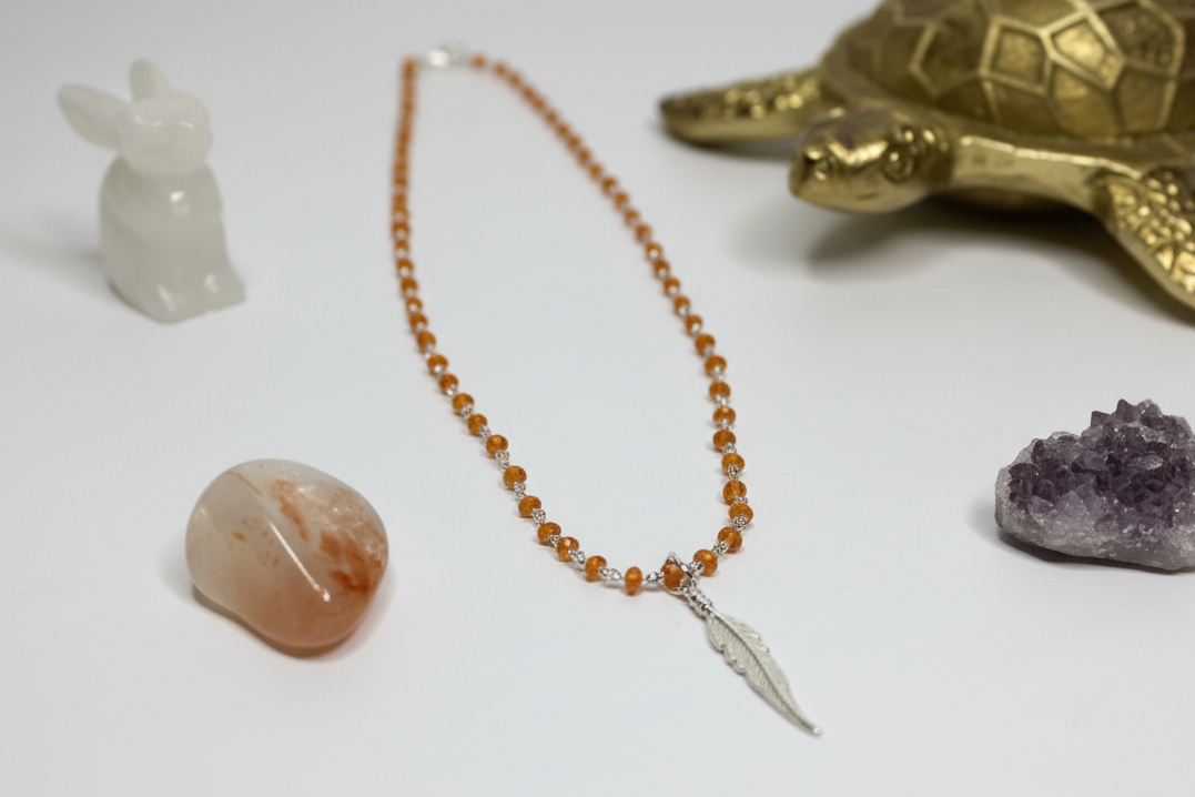 Carnelian with Feather Charm