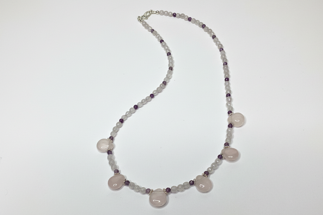 Rose Quartz and Amethyst Tear Drop Necklace