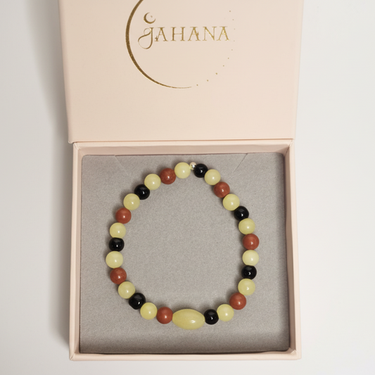 Olive Jade Obsidian and Red Jasper bracelet