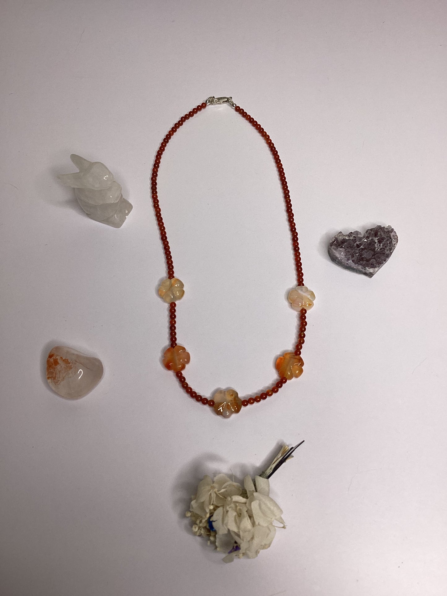 Carnelian Flower Necklace