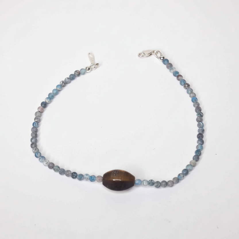 Blue Turquoise and Tiger's Eye Anklet