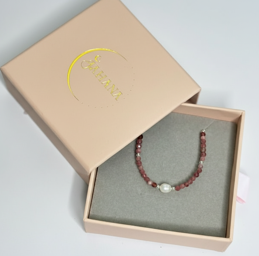 Pink Tourmaline and Freshwater Pearl Kids Bracelet