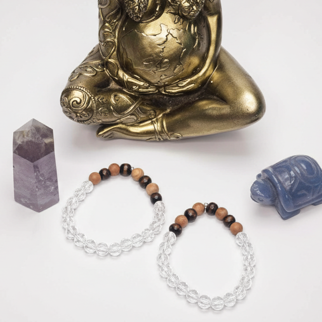 Clear Quartz and Rosewood Bracelet