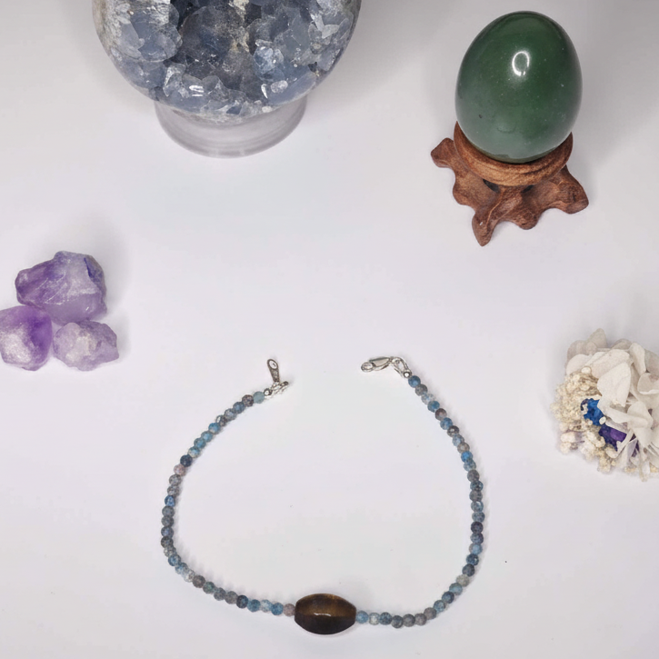 Blue Turquoise and Tiger's Eye Anklet