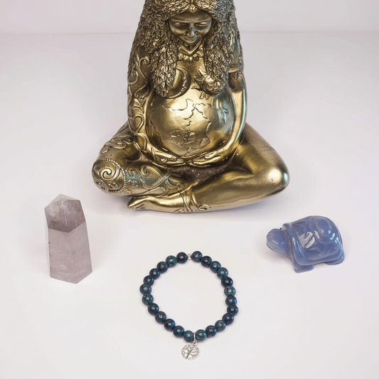 Chrysocholla Tree of life charm bracelet