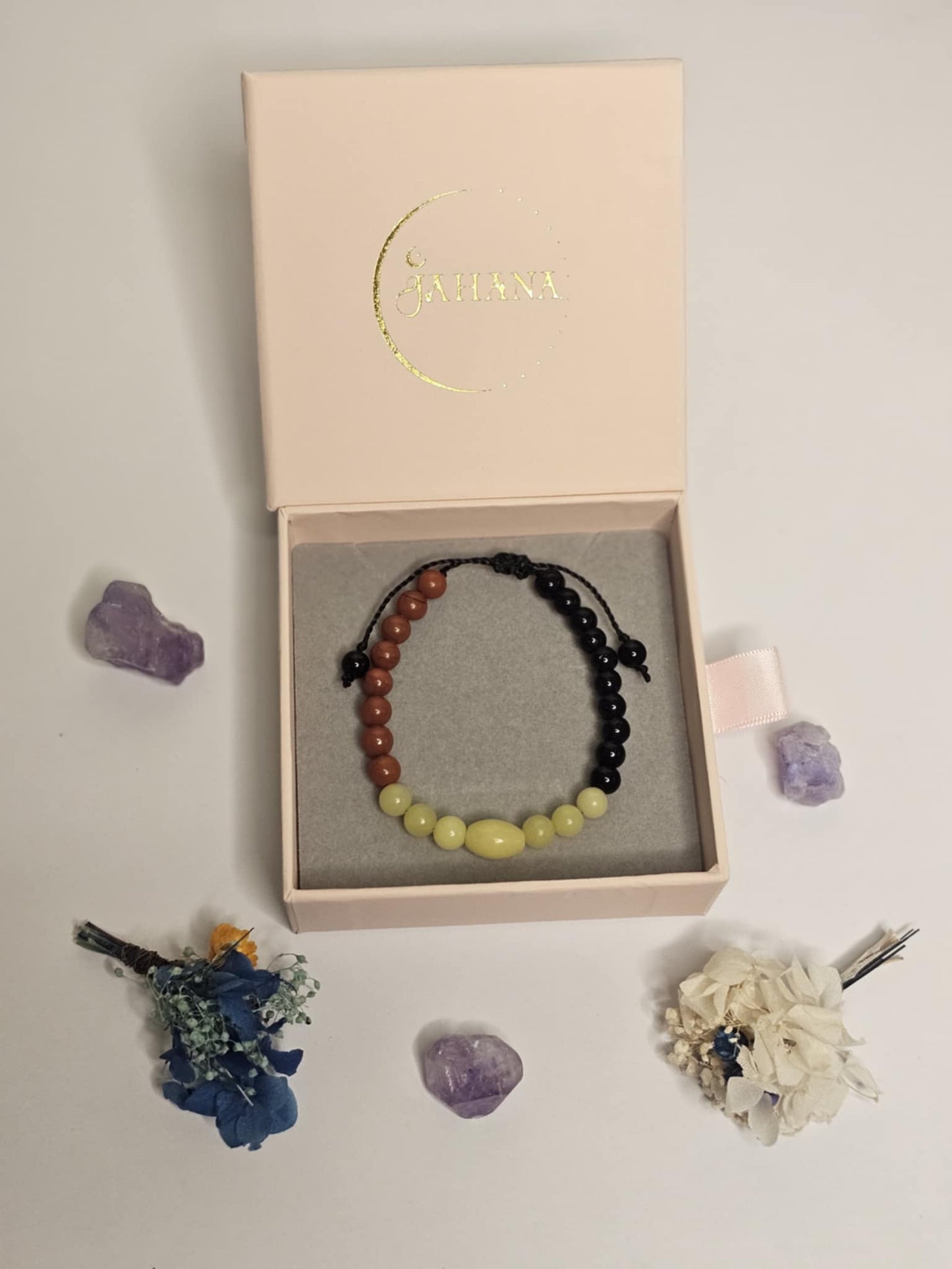 Olive Jade Obsidian and Red Jasper Adjustable Bracelet