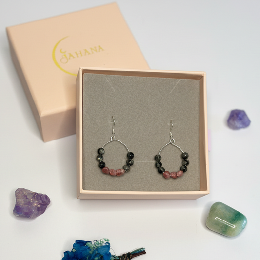 Tourmaline and Norwegian Labradorite Hoop Earrings