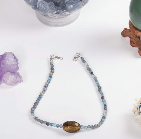 Blue Turquoise and Tiger's Eye Anklet