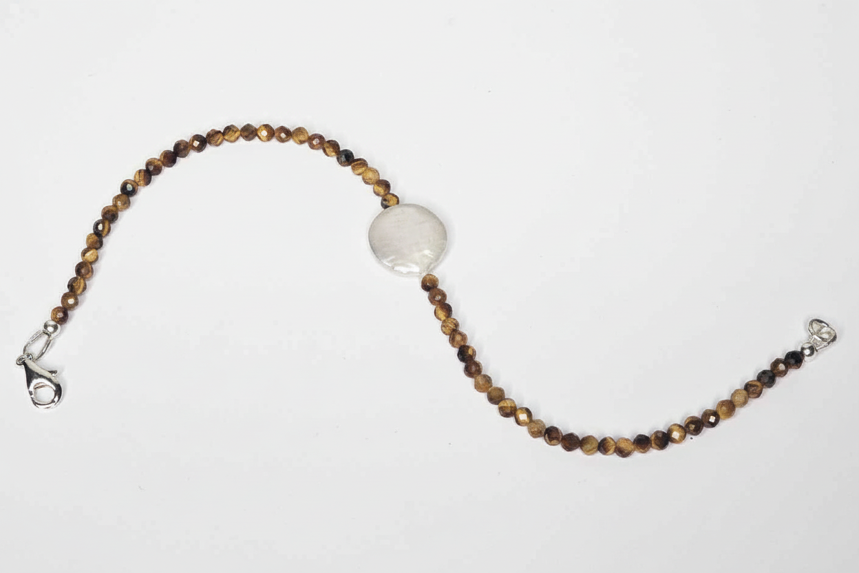 Tiger's Eye and Freshwater Pearl Bracelet
