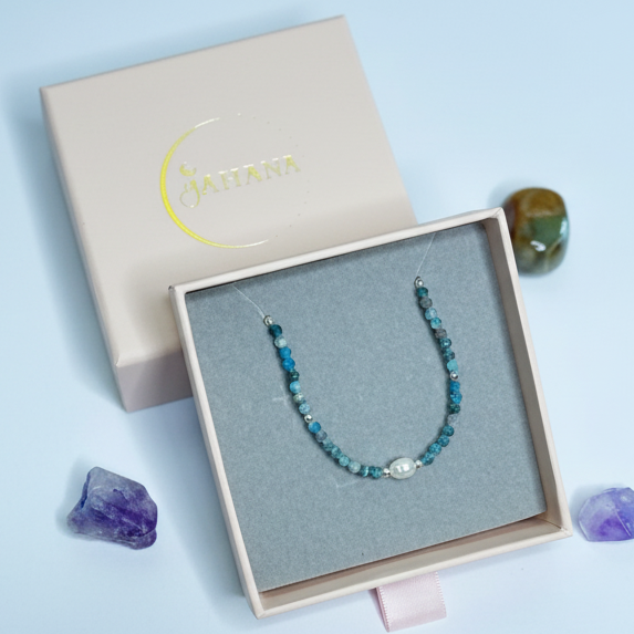 Blue Turquoise and Freshwater Pearl Kids Bracelet