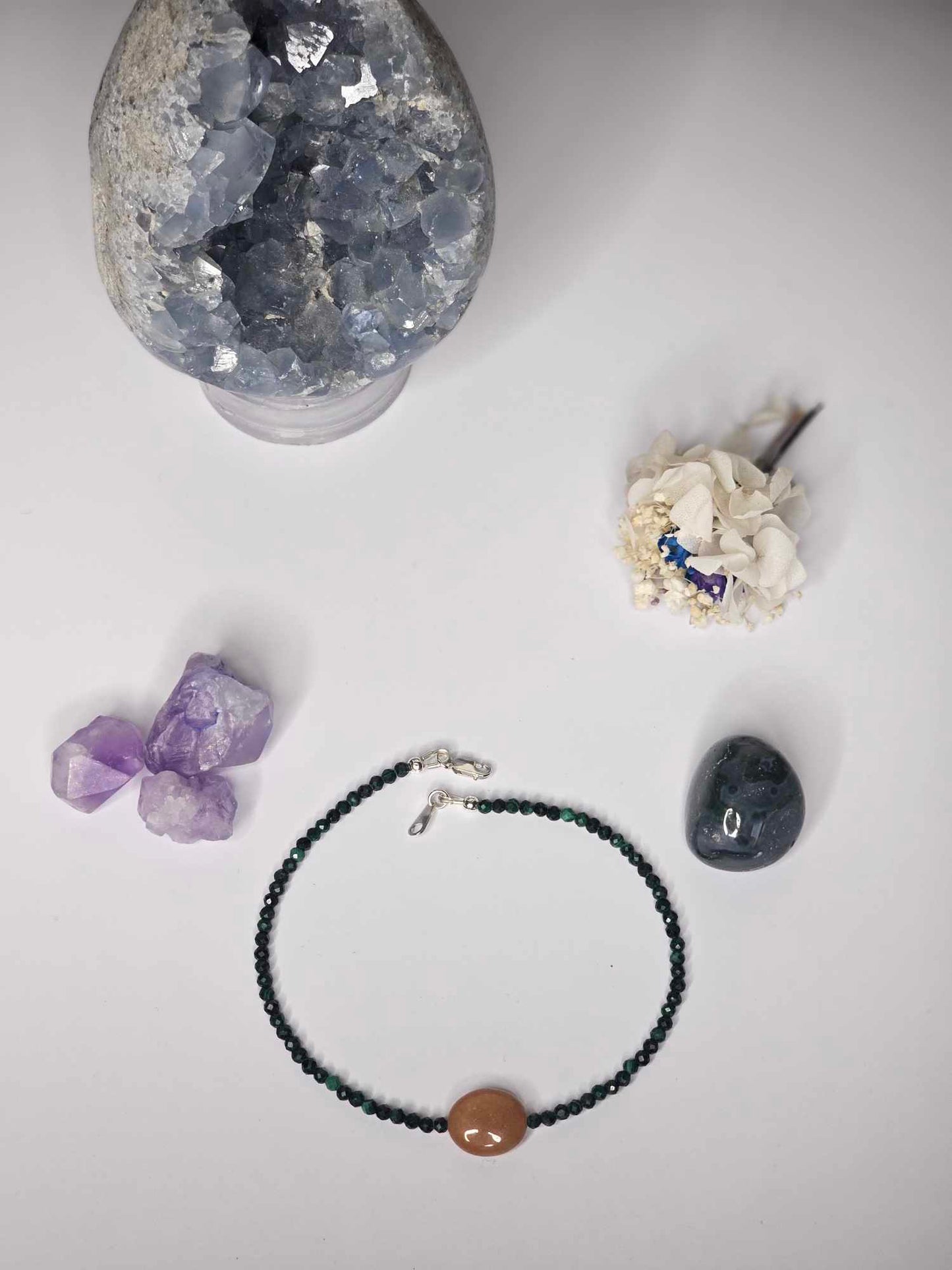 Malachite and Red Aventurine Anklet