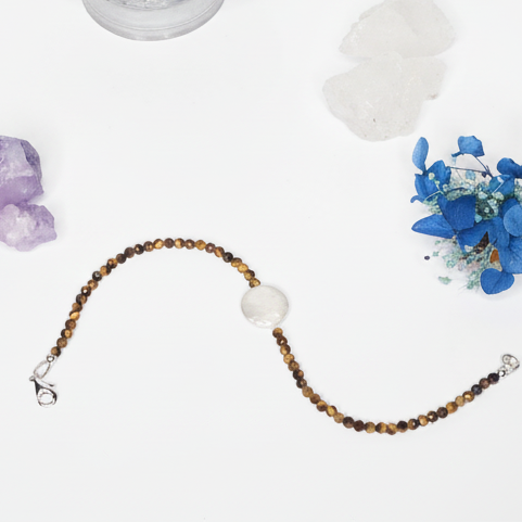Tiger's Eye and Freshwater Pearl Bracelet