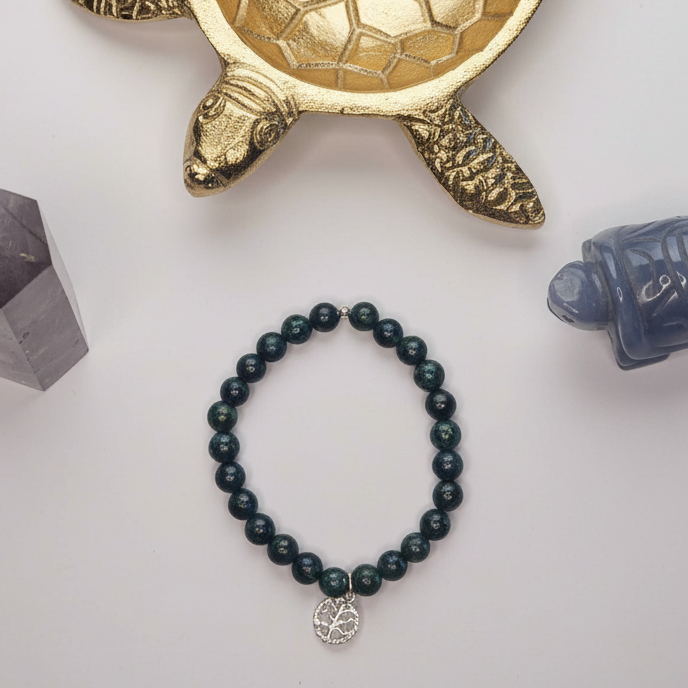 Chrysocholla Tree of life charm bracelet