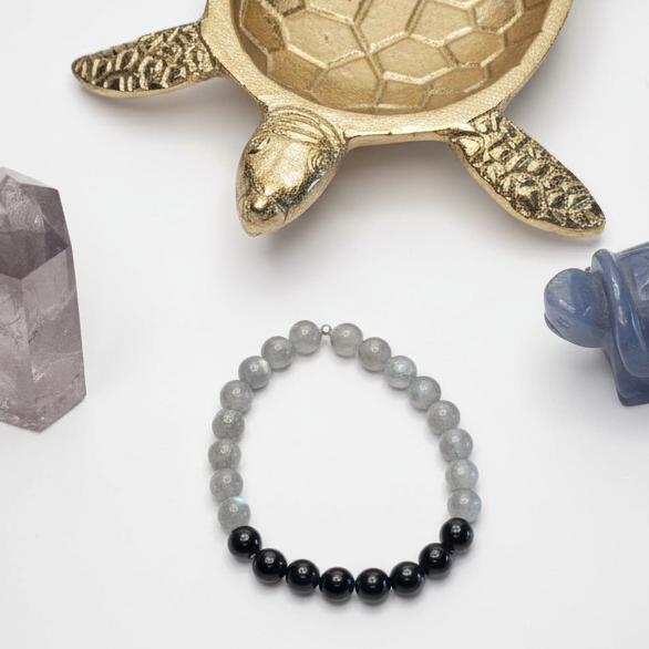 Labradorite and Black Tourmaline Bracelet