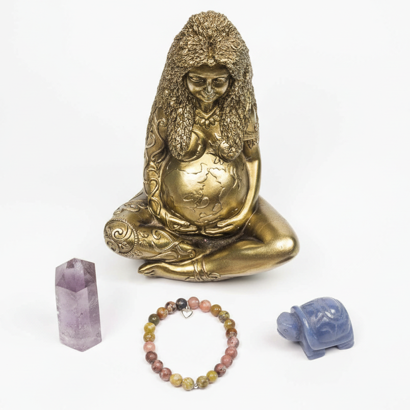 Cherry Blossom Jasper and Russian Serpentine Heart Charm Bracelet