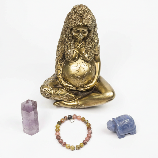 Cherry Blossom Jasper and Russian Serpentine Heart Charm Bracelet