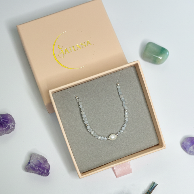 Blue Lace Agate and Freshwater Pearl Kids Bracelet