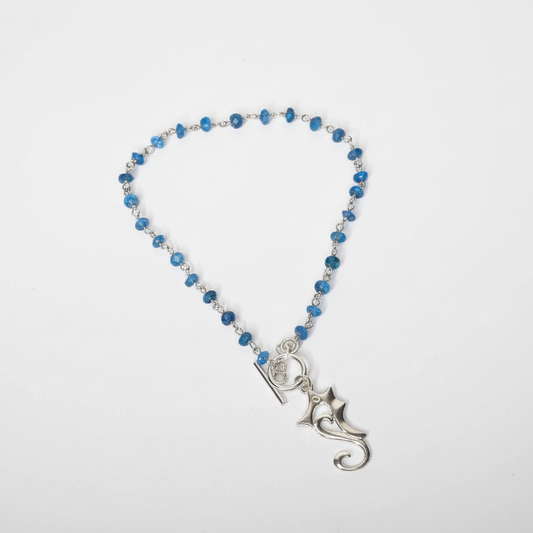 Blue Apatite and Sea Horse Charm Bracelet