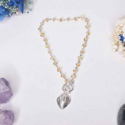 Citrine and Sea Shell Charm Bracelet