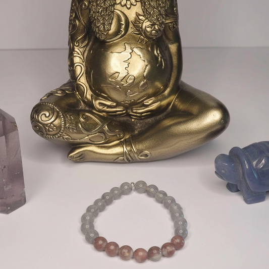 Labradorite and Cherry Blossom Jasper Bracelet