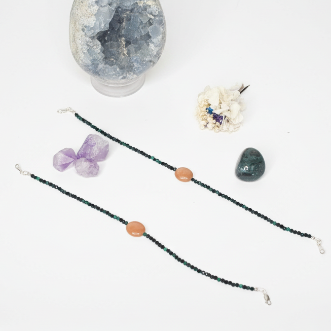 Malachite and Red Aventurine Anklet