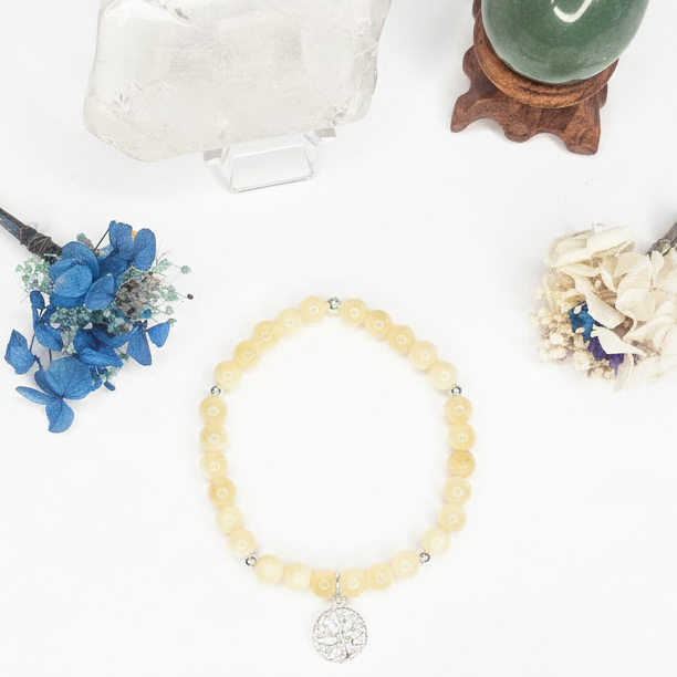 Yellow Jade with Tree of Life Charm