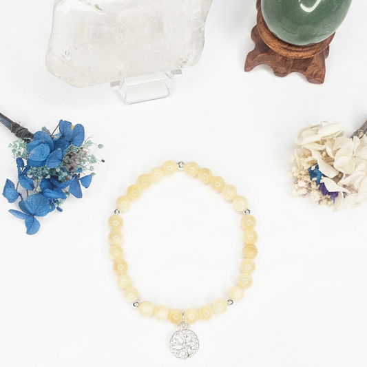 Yellow Jade with Tree of Life Charm