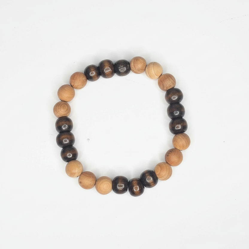 Rose Wood and Wood bead Bracelet