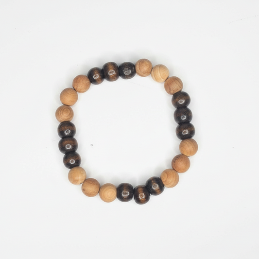 Rose Wood and Wood bead Bracelet