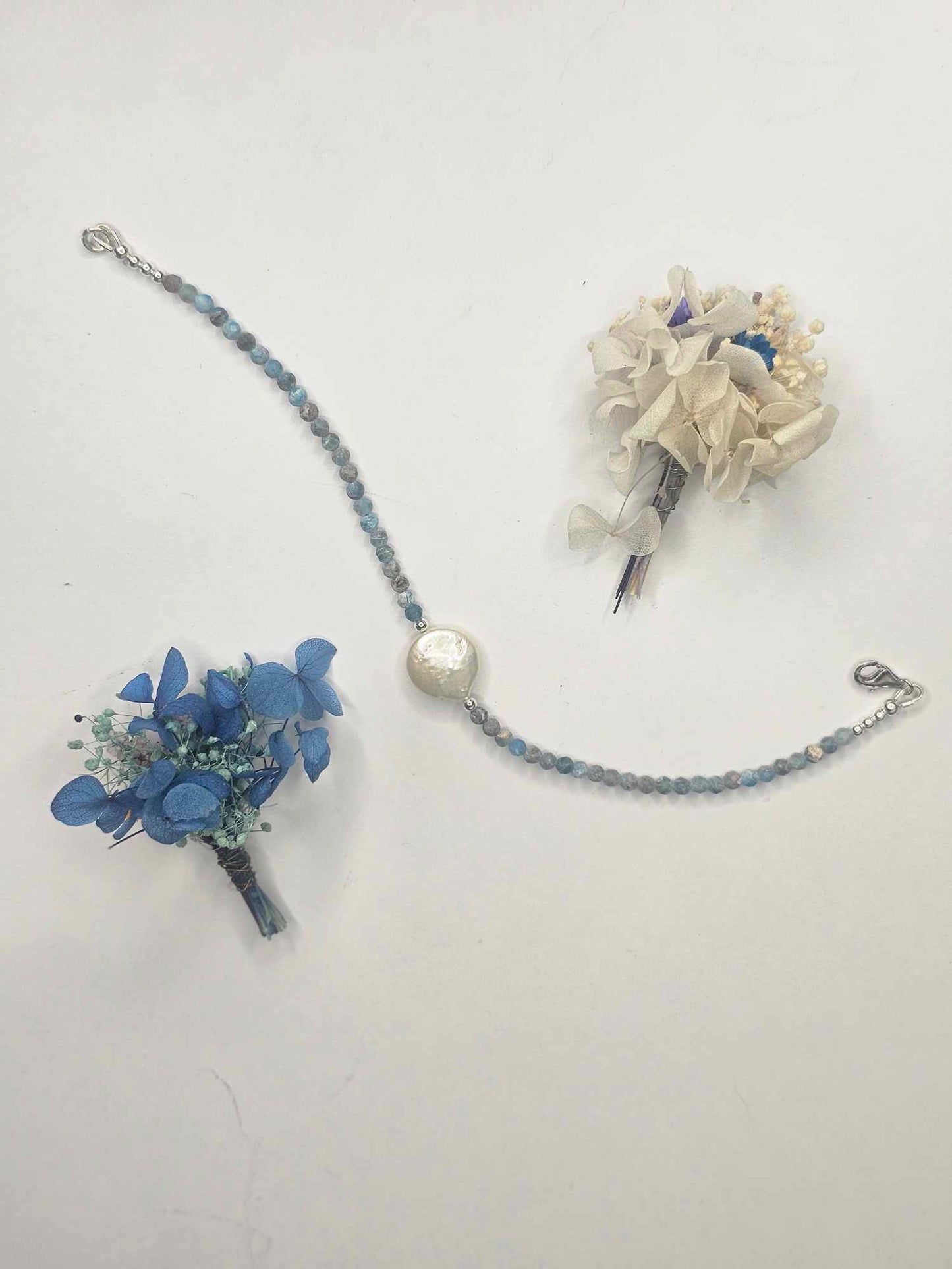Blue Turquoise With Freshwater Pearl Bracelet