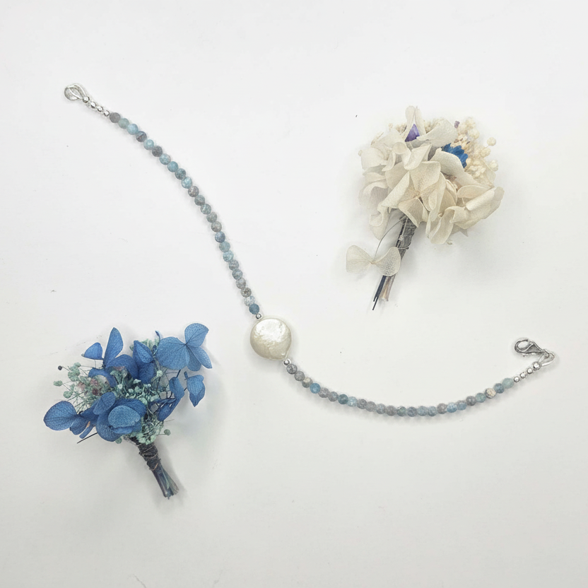 Blue Turquoise and Freshwater Pearl Bracelet
