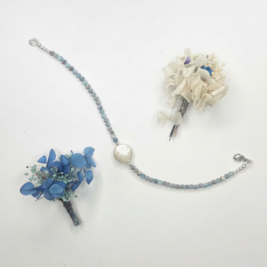 Blue Turquoise and Freshwater Pearl Bracelet