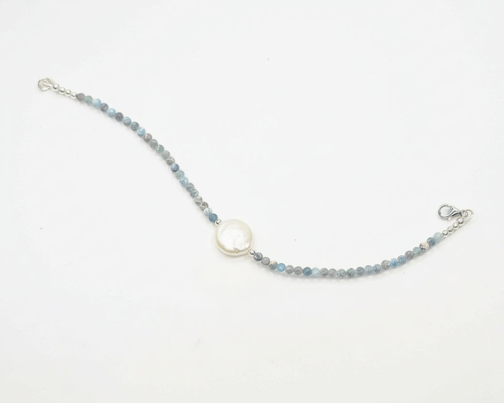 Blue Turquoise and Freshwater Pearl Bracelet