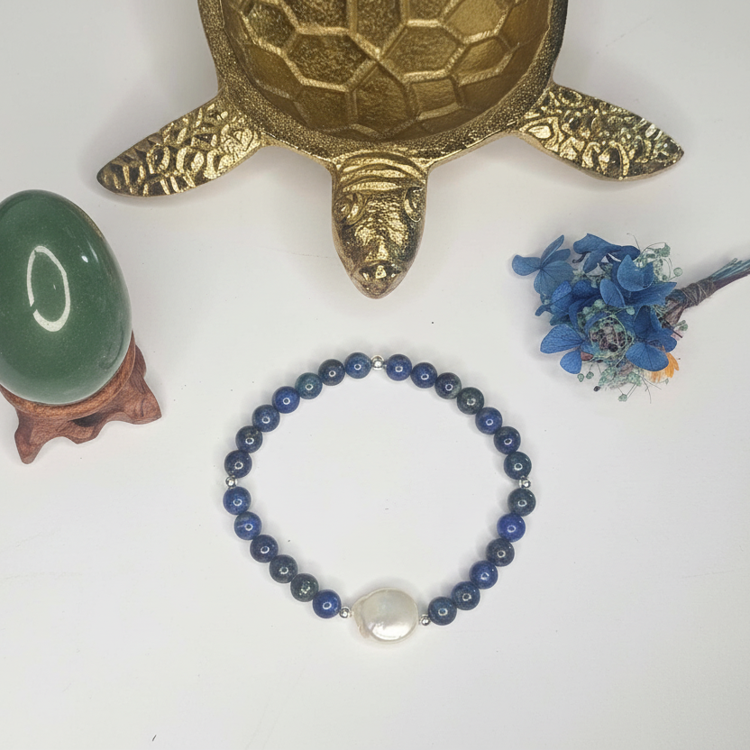 Green Lapis Lazuli with Freshwater Pearl