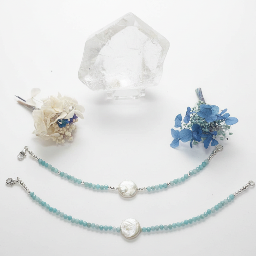 Amazonite & Freshwater Pearl Bracelet