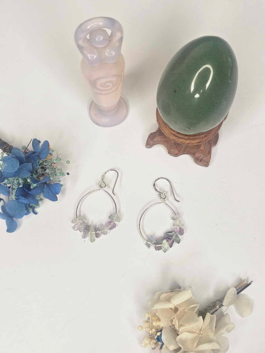 Fluorite Chip Hoop Earrings