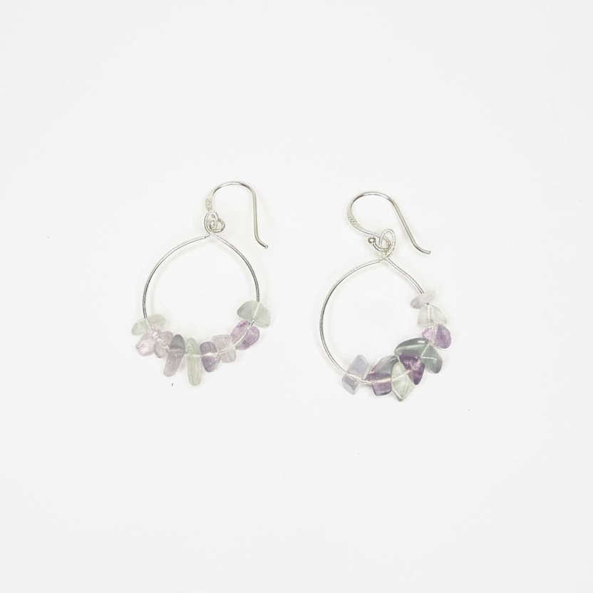 Fluorite Chip Hoop Earrings