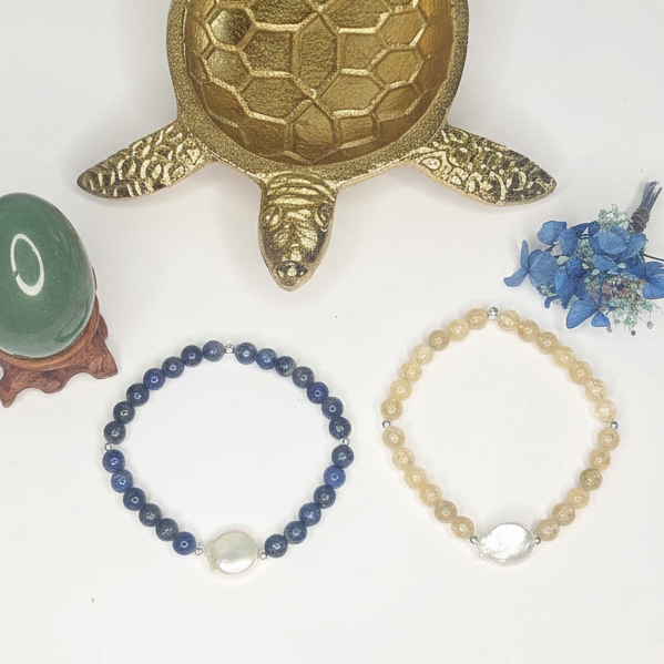 Green Lapis Lazuli with Freshwater Pearl