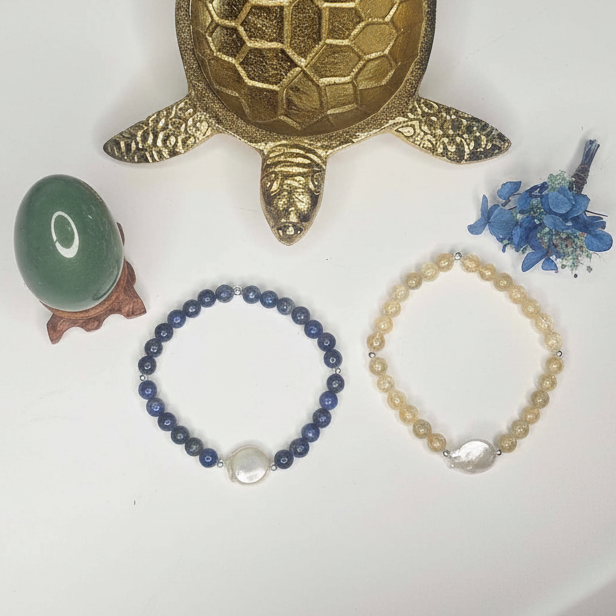 Citrine with Freshwater Pearl Bracelet