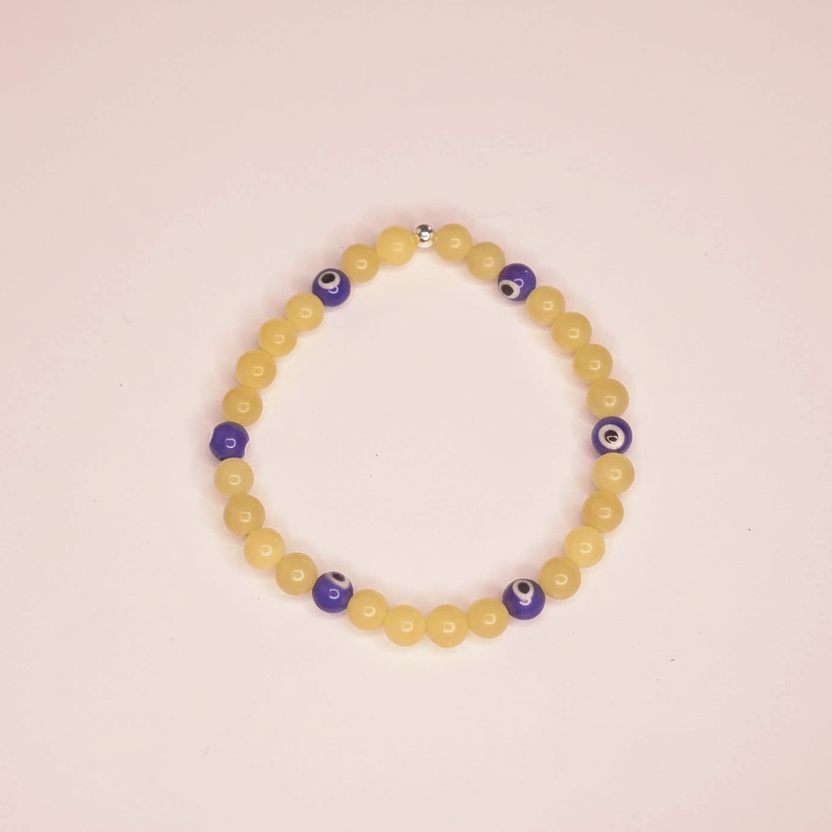 Golden Guard – Evil Eye with Lemon Jade Bracelet