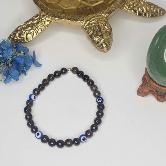 Garnet and Evil Eye Bracelet