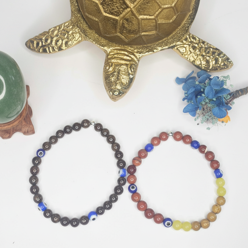 Mookaite, Lemon Jade and Evil Eye Bracelet