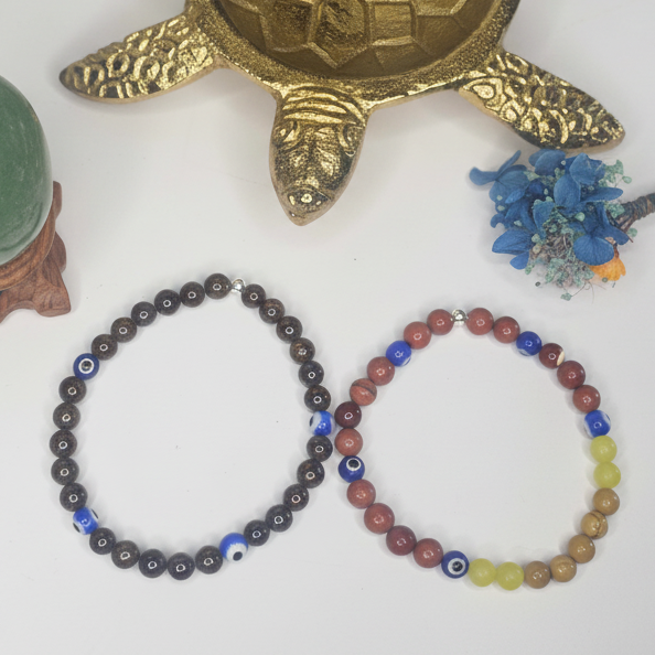 Garnet and Evil Eye Bracelet