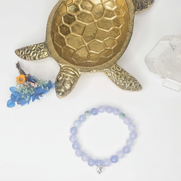 Angelite Flower Charm Bracelet