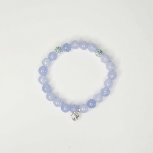 Angelite Flower Charm Bracelet