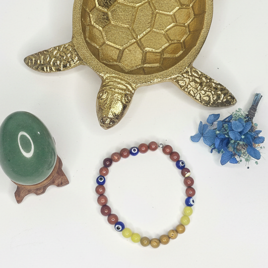 Mookaite, Lemon Jade and Evil Eye Bracelet