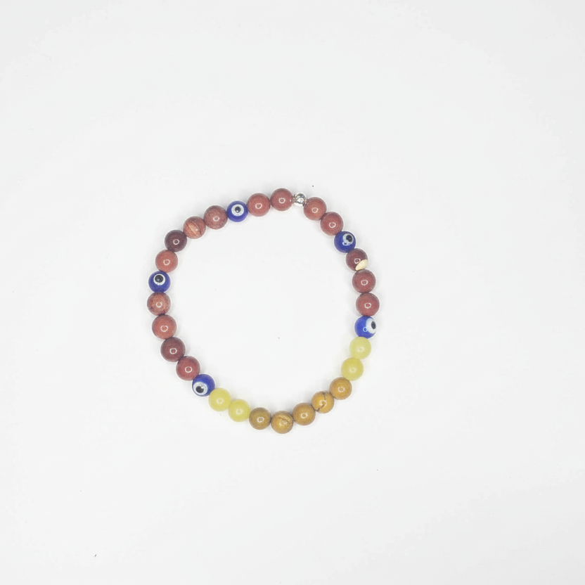 Mookaite, Lemon Jade and Evil Eye Bracelet