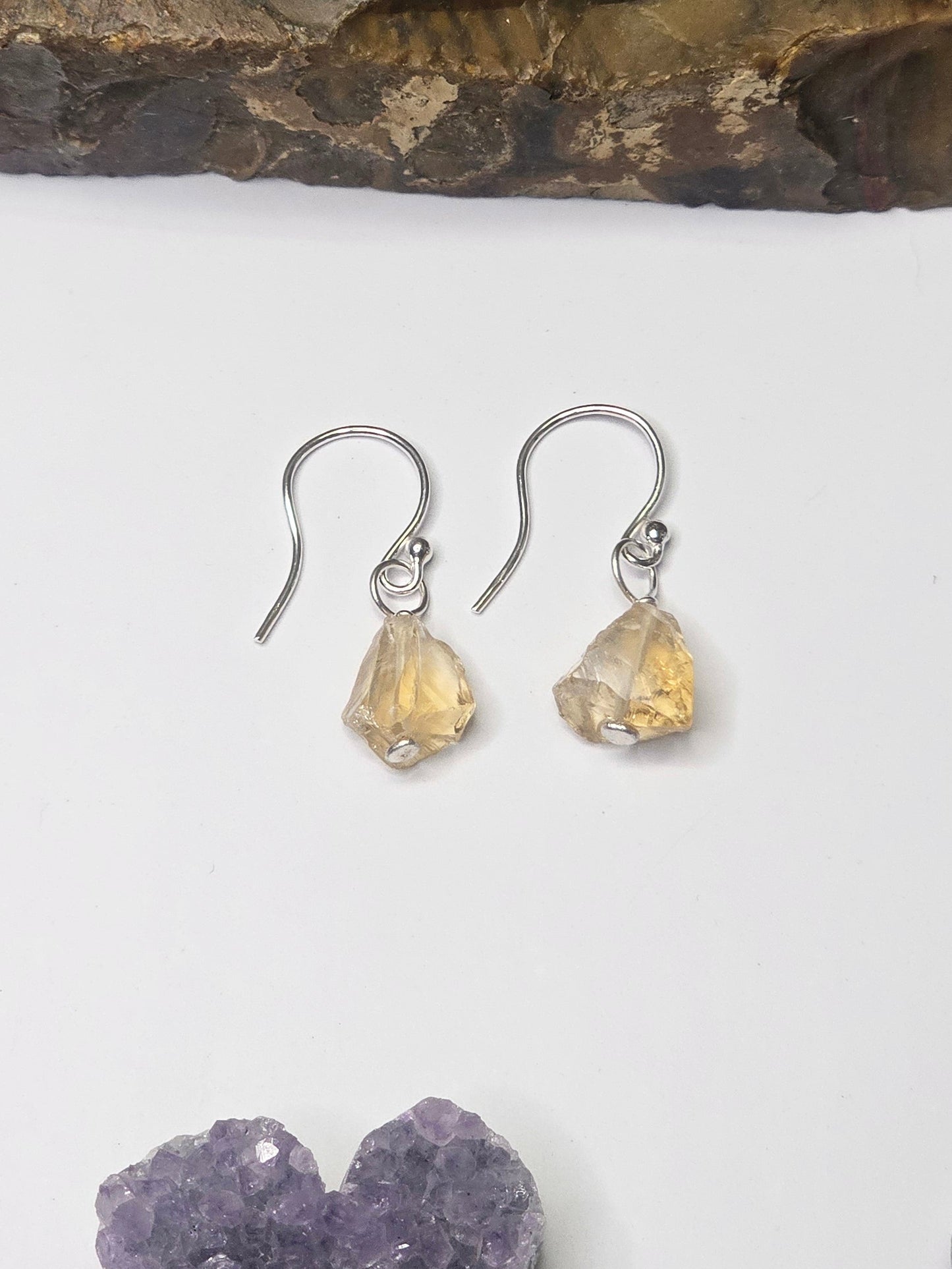 Raw Citrine Drop Earrings
